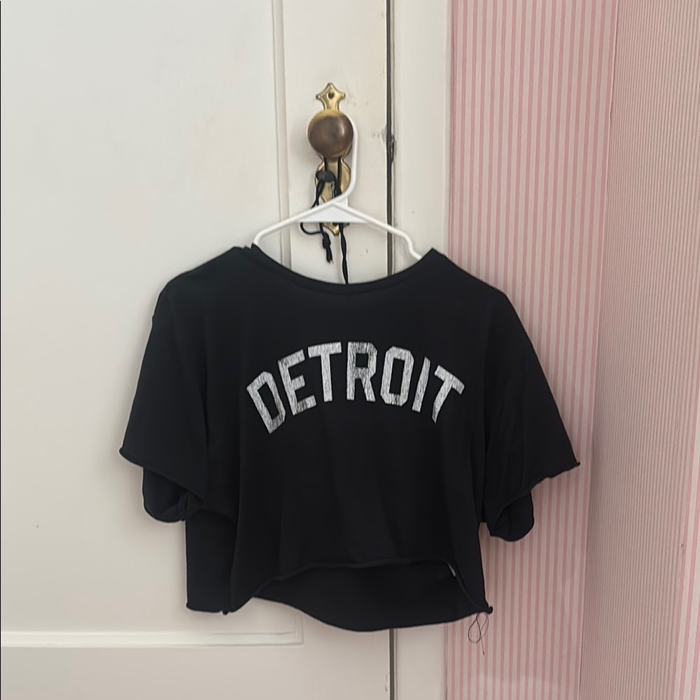 Original Retro Brand Black Detroit Crop T-Shirt Short Sleeve